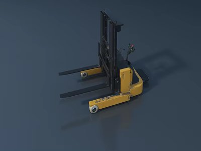 Yellow Industrial Forklift Truck with Lifting Mast and Forks for Warehouse Logistics Operations 3d model