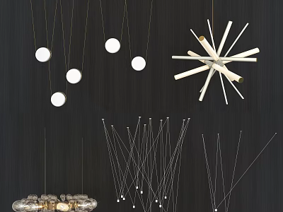 Stylish Modern Chandelier Designs With Circular Globes Linear Structures And Geometric Patterns 3d model