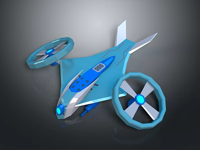 Blue Space Probe With Propulsion Wheels And Control Panel For Space Exploration 3d model