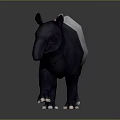 Realistic 3D Tapir Character With Gray And White Body Standing On Reflective Surface