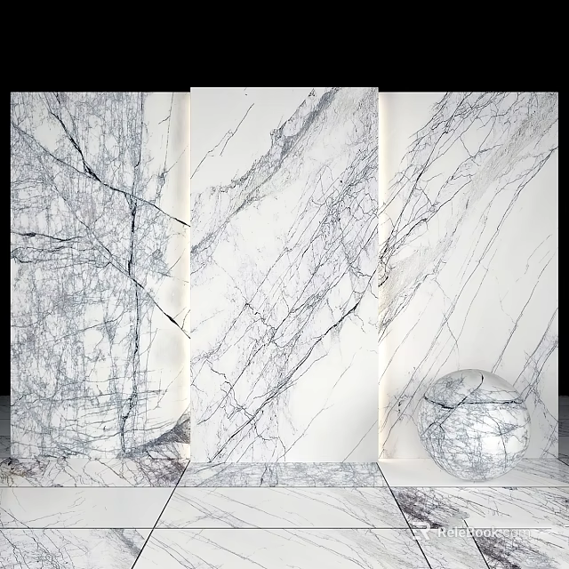 Marble Components With Natural Vein Patterns And Decorative Sphere Design 3d model