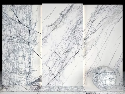 Marble Components With Natural Vein Patterns And Decorative Sphere Design 3d model