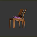 Modern Wooden Dining Chairs With Striped Design And Purple Patterned Cushion
