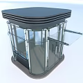 Contemporary Modern Security Booth With Transparent Glass Walls And Metal Roof Design