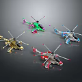 Colorful Helicopter Toy Models With Various Colors Detailed Propellers And Different Designs