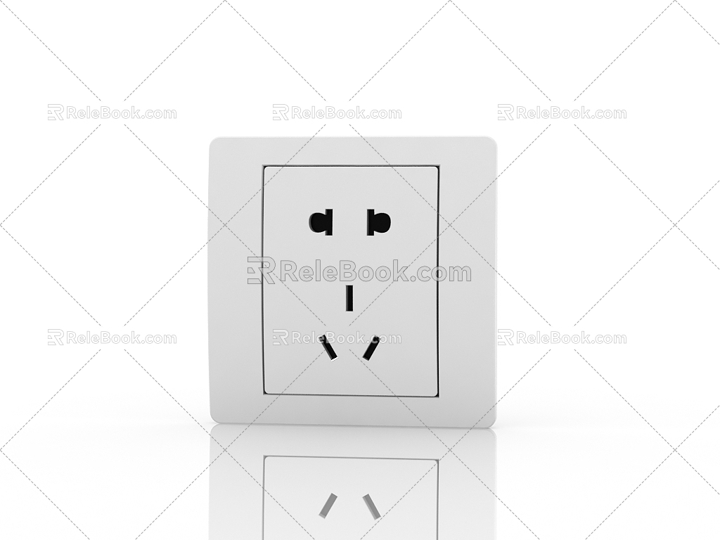 Modern five-hole socket panel 3d model