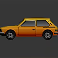 Yellow Vintage Small Car With Shiny Exterior And Reflective Surface Design