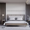 Modern Bedroom Interior Design With Wooden Headboard Nightstands Decorative Rug Lamp And White Bedding