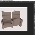 Modern Public Seating With Beige Fabric Cushions And Wooden Armrests Design
