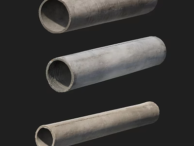 Three Gray Concrete Pipes Arranged On Black Background For Building Structure 3d model
