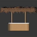 Outdoor Stylish Bar Counter With Thatched Roof Wooden Structure And White Top
