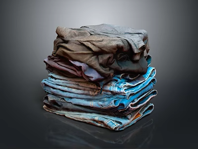 Stack Of Folded Multicolored Clothes With Various Shades And Soft Textures 3d model