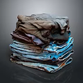 Stack Of Folded Multicolored Clothes With Various Shades And Soft Textures 3d model