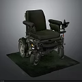 Modern Electric Wheelchair With Black Seat Armrests Control Panel And Green Mat Base