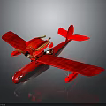 Red Biplane Model With Open Cockpit And Shiny Retro Design Features 3d model