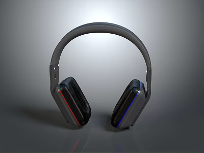 Modern Wireless Headphones With Black Red And Blue Accents For Audio Electronics 3d model