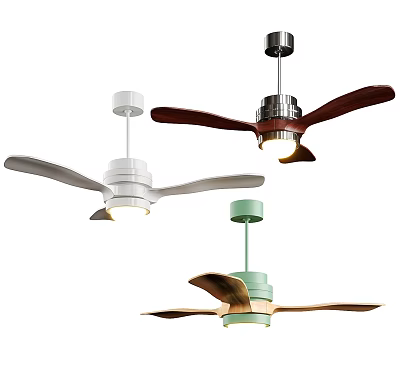 Modern Ceiling Fans With Lights White Brown Green Blades Contemporary Design For Home Interiors 3d model
