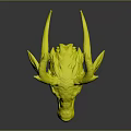 Decorative Ornament Set Featuring Light Colored Deer Head With Pink Ears And Antlers