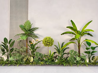 plant combination green plant flower pond flower box green plant pile 3d model