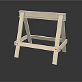 Sturdy Wooden Sawhorse Workbench Support with Cross Supports on Black Reflective Surface