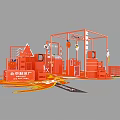 Beiping Ice Factory Exhibition Booth With Orange Decor And Cartoon Mascot Displays