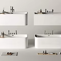 Modern White Bathtub Design With Aromatherapy Bottles Towels And Slippers