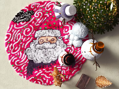 Modern Christmas Holiday Decoration Round Carpet 3d model