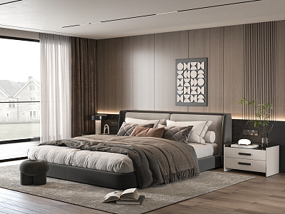 Modern Background Double Bed Double Bed 3d model