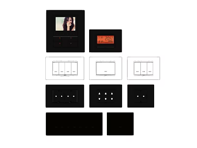Modern Switch Panels In Various Styles With Black White Colors And Multiple Switches 3d model