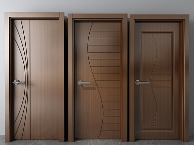 Modern swing door solid wood door composite door 3d model