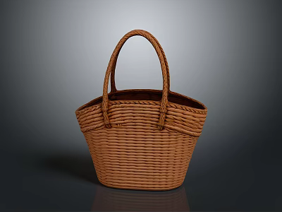 Handwoven Brown Woven Basket With Sturdy Handle And Classic Design 3d model