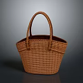 Handwoven Brown Woven Basket With Sturdy Handle And Classic Design