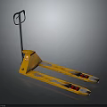 Yellow Manual Pallet Truck With Handle And Two Forks Structure 3d model