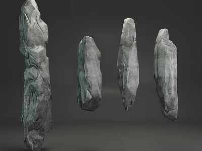 Natural Stone With Various Shapes And Wood Elements For Decorative Texture 3d model