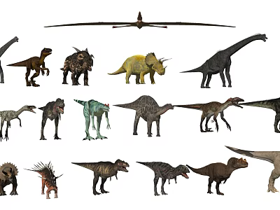 Various Prehistoric Reptiles Including Different Dinosaur Species In Collection 3d model