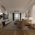 Modern Living and Dining Room Interior Design With Sofa Dining Table Chandelier And Green Plants