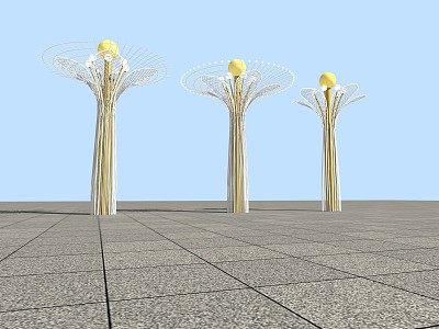 Modern Street Light Creative Orange Flower Square Light 3d model