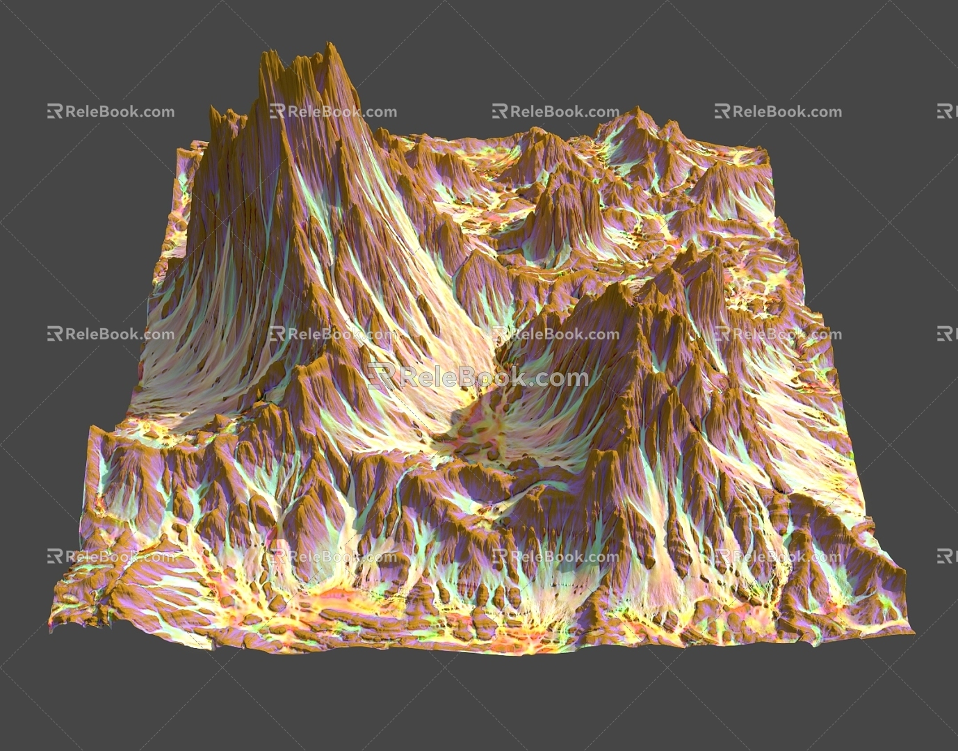 Natural Terrain Magic Science Fiction Snow Mountain Grassland Scanning Unreal Realistic Mountain Mountain Landform Flowing Water model