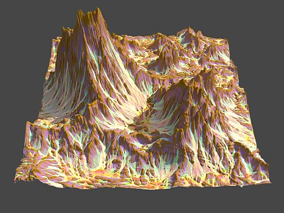 3D Rendered Colorful Mountain Landscape With Rugged Peaks And Vibrant Textured Terrain 3d model