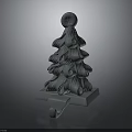 Decorative Gray Tree Shaped Ornament With Layered Curly Design Base And Top Circular Decoration
