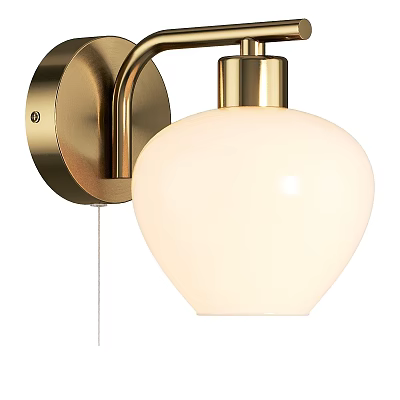 Brass Curved Wall Sconce With White Glass Shade For Modern Home Decor 3d model