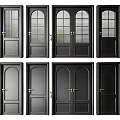 Black Hinged Doors Featuring Various Styles with Single Double Panel Glass Inserts 3d model