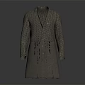 Long Light Gray Lapel Coat With Single Breasted Design On Dark Background 3d model
