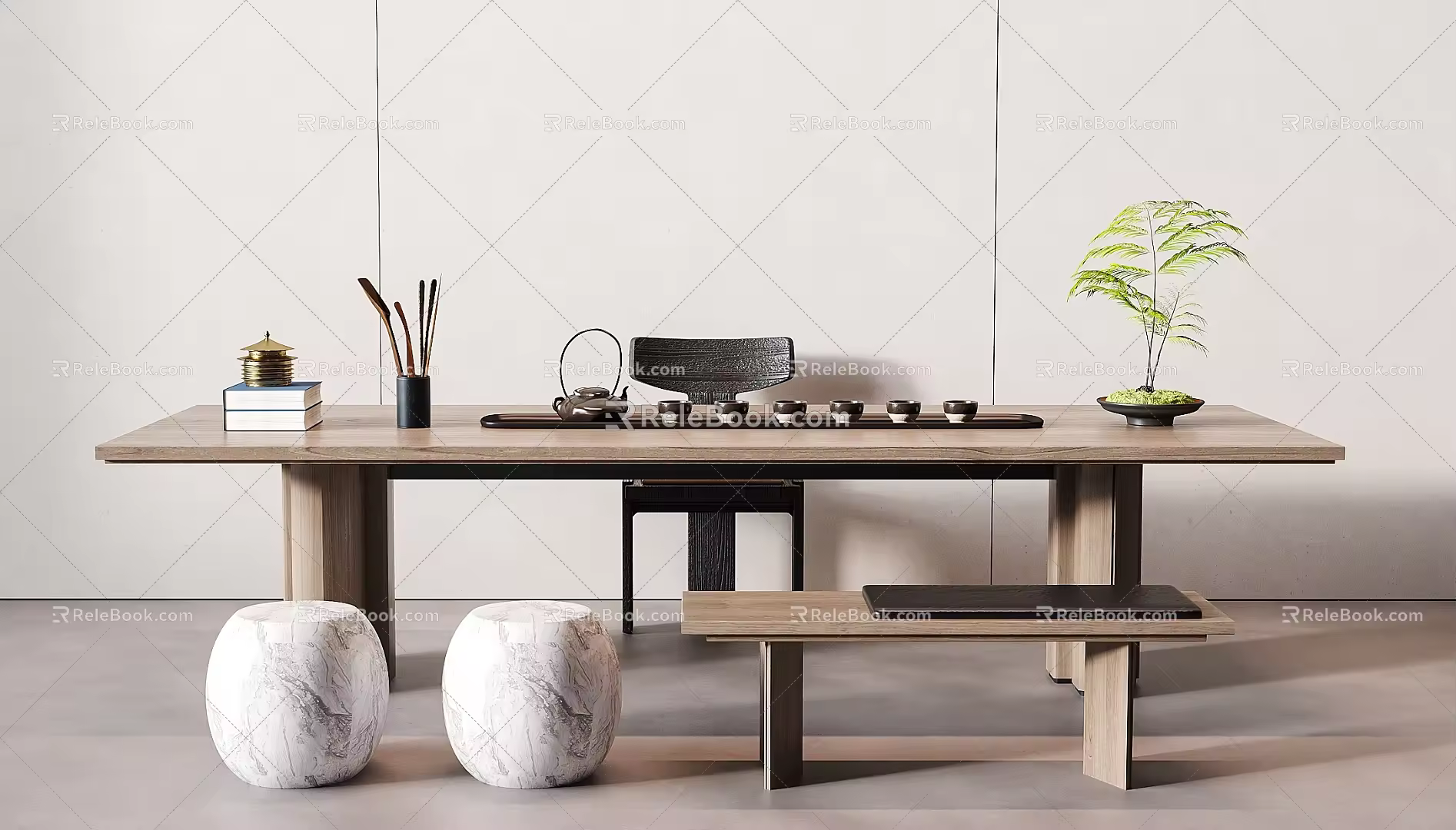 Modern Tea Table and Chair Tea Table and Chair Combination 3d model