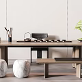 Modern Tea Table and Chair Tea Table and Chair Combination 3d model