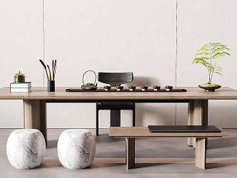 Modern Tea Table and Chair Tea Table and Chair Combination 3d model