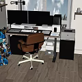 Modern Computer Table and Chair Simple Computer Table Ornaments 3d model