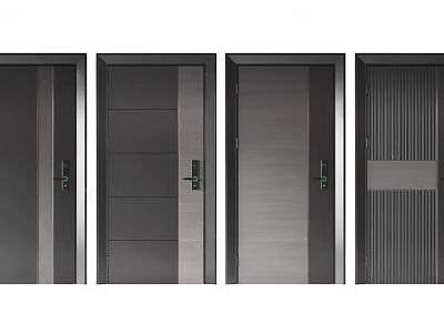 Modern Security Doors With Various Panel Designs And Secure Lock Systems 3d model