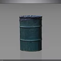 Green Worn Barrel With Blue Lid On Dark Reflective Surface 3d model