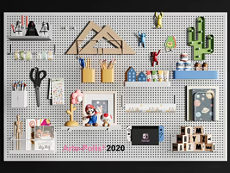 Modern pendant hole board wall decoration pendant children'stationery perforated plate brush 3d model